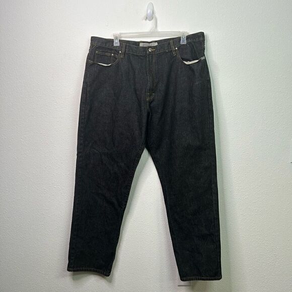 Mecca Y2K Skater Baggy Grunge Punk Cyber Loose Black Jeans Style 42x33 - Picture 1 of 13